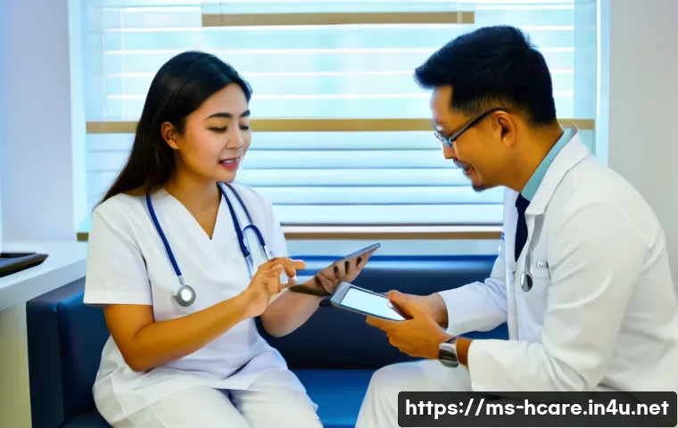 건강관리사 직업 윤리와 규범 - A professional Malaysian healthcare worker wearing a neatly pressed white medical uniform with a ste...