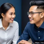 건강관리사 자격증 시험 후기 인터뷰 - A professional Malaysian healthcare management interview scene showing a young Malay woman dressed i...