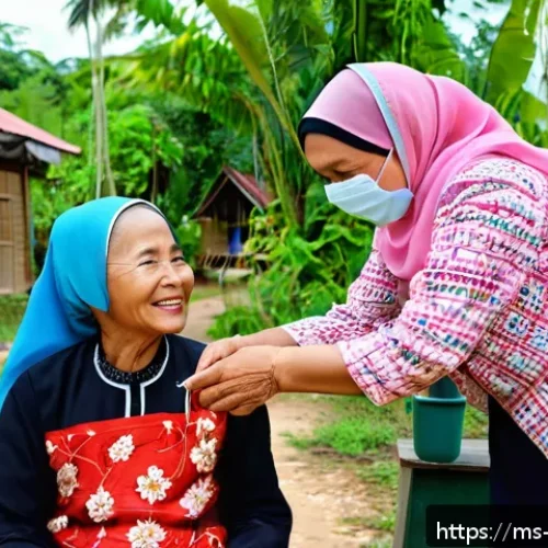 건강관리사와 관련된 최신 법률 변화 - A dedicated Malaysian community nurse in modest professional attire, conducting a vaccination drive ...