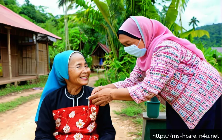 건강관리사와 관련된 최신 법률 변화 - A dedicated Malaysian community nurse in modest professional attire, conducting a vaccination drive ...